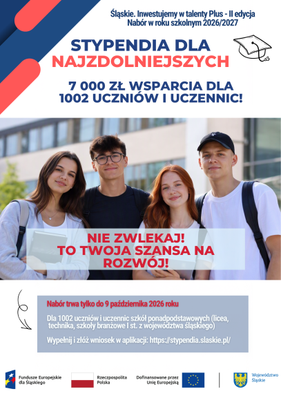Stypendia Marszałka Województwa Śląskiego - ogłoszenie o naborze wniosków